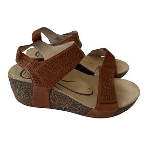 Abeo BIO System Uphold Brown Leather Adjustable Wedge Sandal Shoes SZ 8.5